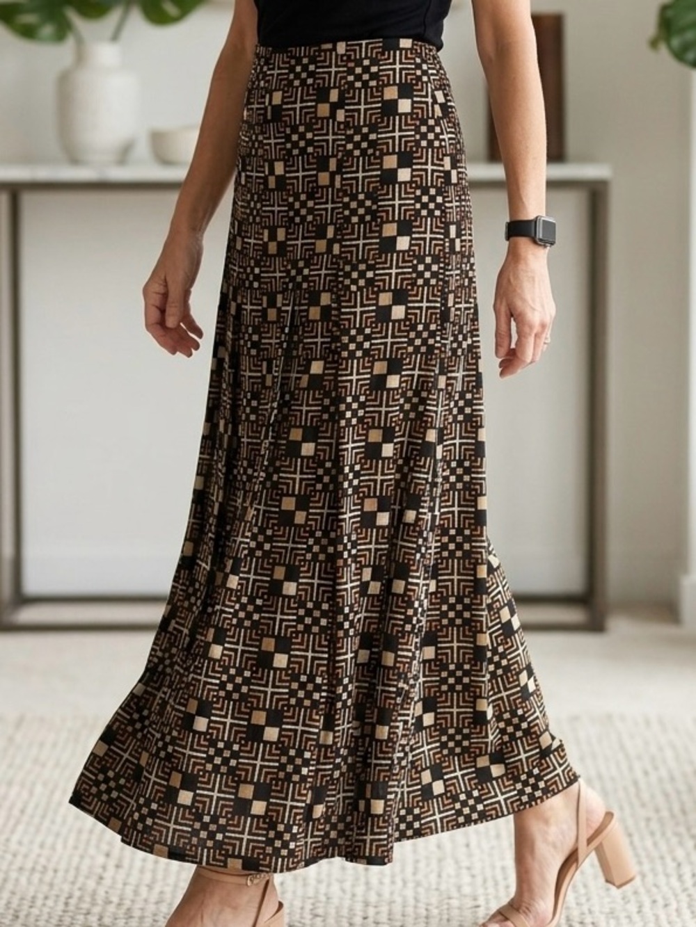 Rare Vintage Emanuel Ungaro Parallèle - Geometric Print Maxi Skirt